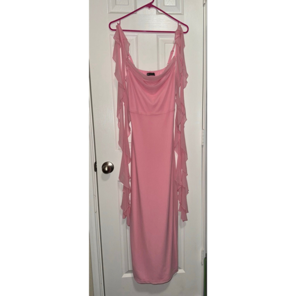 Women's PrettyGarden Pink Mesh Ruffle Dress Size M​